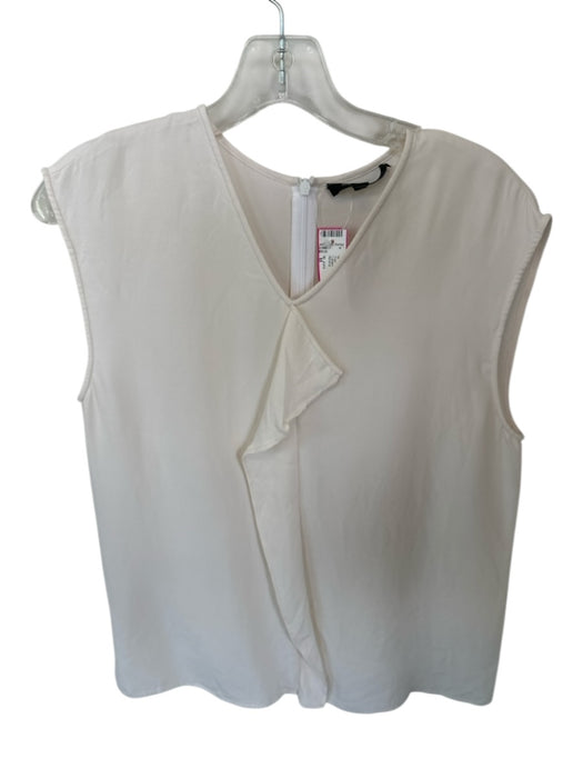 St. John Size M Cream Silk Cap Sleeve Back Zip Top Cream / M