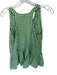 LaRoque Size L Green & White Cotton Sleeveless Gingham Peplum Top Green & White / L