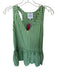 LaRoque Size L Green & White Cotton Sleeveless Gingham Peplum Top Green & White / L