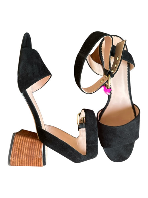 J. Crew Shoe Size 10 Black & Brown Suede Block Heel Ankle Strap Sandals Black & Brown / 10
