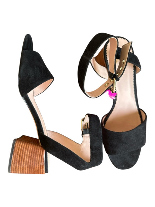 J. Crew Shoe Size 10 Black & Brown Suede Block Heel Ankle Strap Sandals Black & Brown / 10