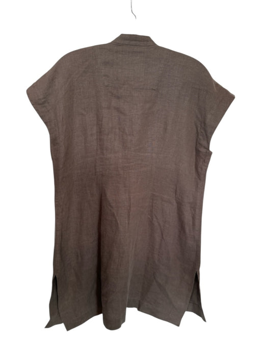 Bitte Kai Rand Size M Brown Linen Cap Sleeve Buttons Front Pockets Long Top Brown / M