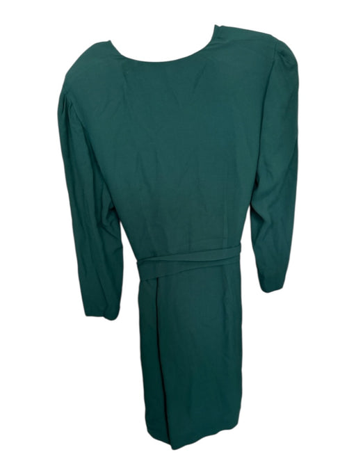 Sandro Size 42 Forest Green Viscose Shoulder Pads Long Sleeve Wrap Dress Forest Green / 42