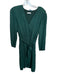 Sandro Size 42 Forest Green Viscose Shoulder Pads Long Sleeve Wrap Dress Forest Green / 42