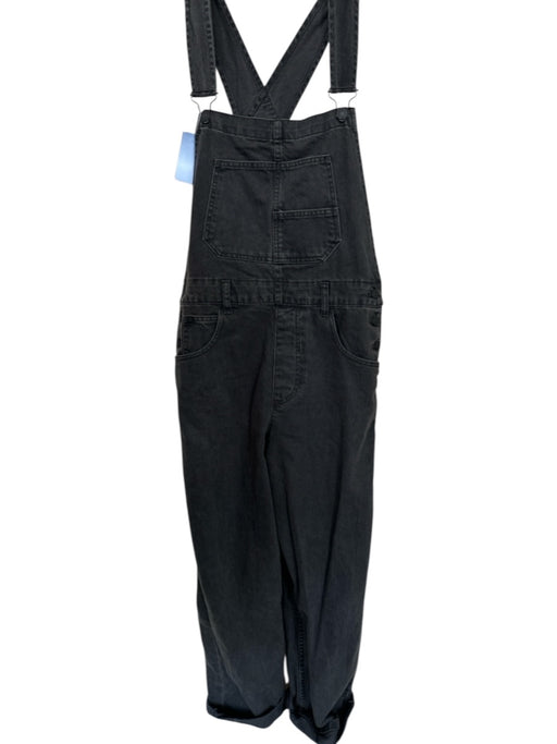 We The Free Size M Charcoal Cotton Blend Straight Leg Denim Overalls Charcoal / M