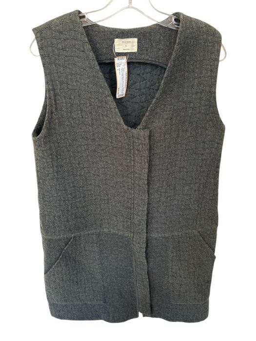 Billy Reid Size L Gray Cotton Blend Sleeveless Textured Full Zip Shift Dress Gray / L