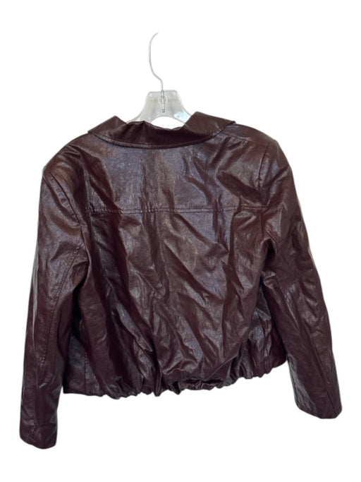 Commense Size L Maroon Vegan Leather Button Down Long Sleeve Jacket Maroon / L