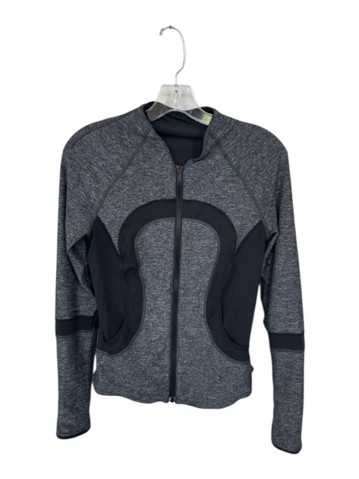Lululemon Size Est S Gray & Black Heathered Full ZIp Reversible Athletic Jacket Gray & Black / Est S