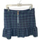 Sail To Sable Size 8 Navy & Green Polyester Blend Tweed Back Zip Raw Hem Skirt Navy & Green / 8