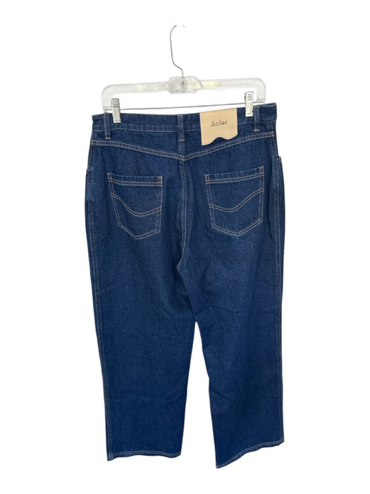 Acler Size 8 Dark Wash Cotton High Waist Wide Leg Jeans Dark Wash / 8