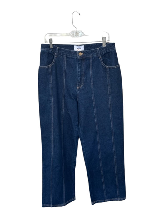 Acler Size 8 Dark Wash Cotton High Waist Wide Leg Jeans Dark Wash / 8