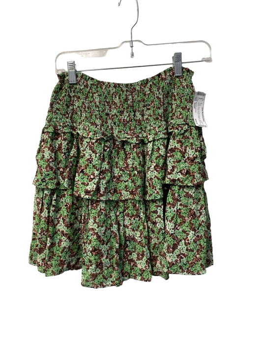 By Anthropologie Size Small Green, Brown & Pink Viscose Stretch Bodice Skirt Green, Brown & Pink / Small