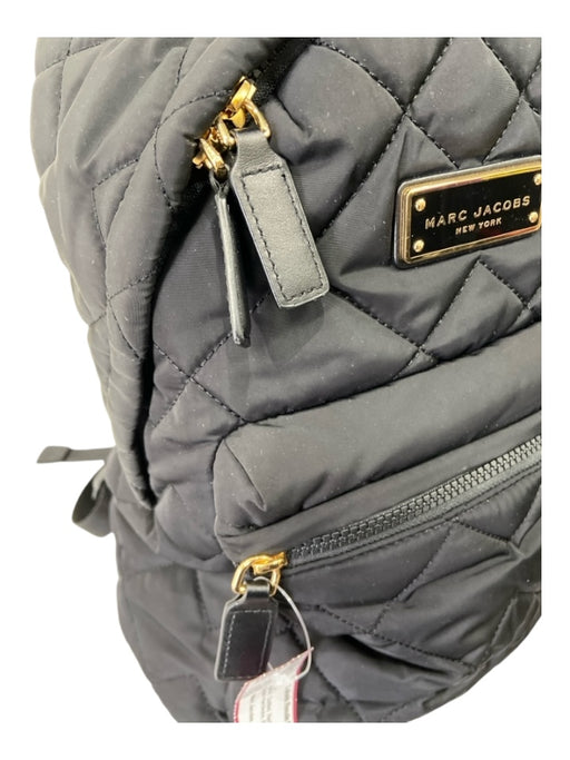 Marc Jacobs Black Quilted Backpack Zippers Logo Gold Hardware Bag Black