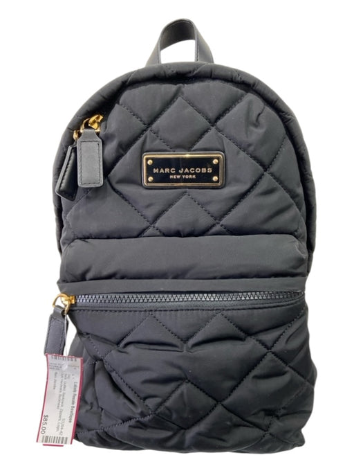 Marc Jacobs Black Quilted Backpack Zippers Logo Gold Hardware Bag Black