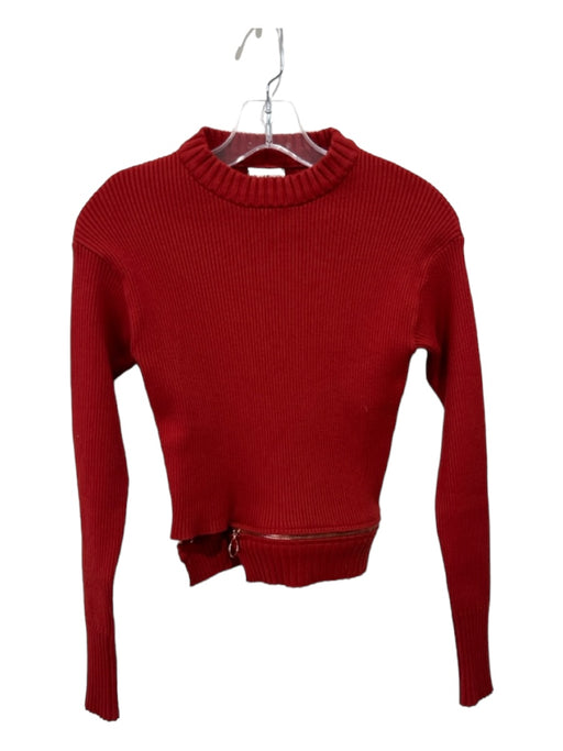 For Love & Lemons Size XS Red Viscose & Polyester Zipper Trim Ribbed Sweater Red / XS