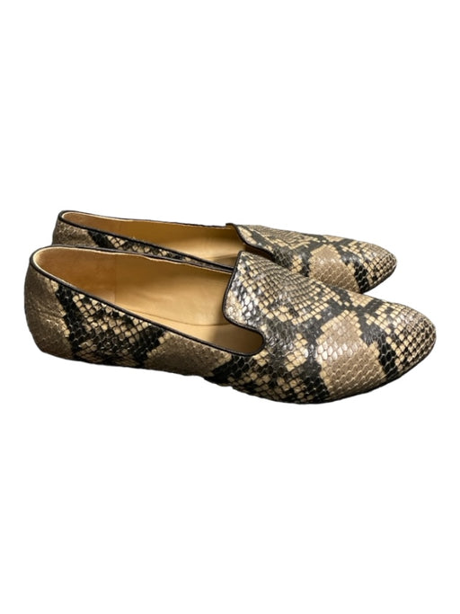Veronica Beard Shoe Size 8 Cream & Black Snake Skin Almond Toe Flat Loafer Shoes Cream & Black / 8