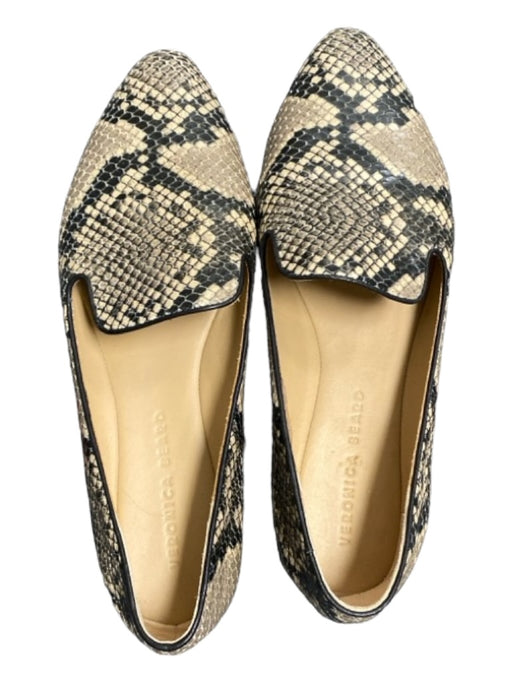 Veronica Beard Shoe Size 8 Cream & Black Snake Skin Almond Toe Flat Loafer Shoes Cream & Black / 8