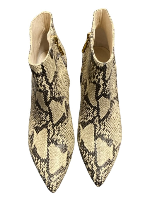J Mclaughlin Shoe Size 8 Cream & Gray Animal Print Pointed Toe Side Zip Booties Cream & Gray / 8