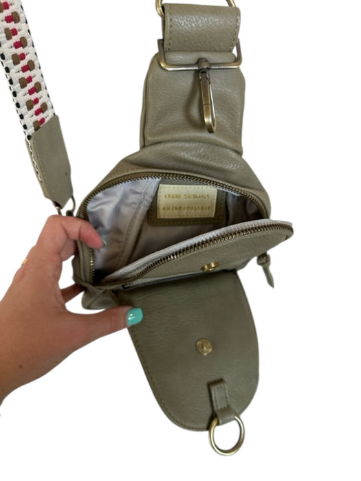 Anthropologie Taupe & White Vegan Leather Canvas Strap Crossbody Bag Taupe & White / S