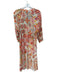 Zara Size M Orange & Green Viscose Blend Long Sleeve Flowers Buttons Dress Orange & Green / M
