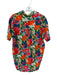 Porridge Size XSP Orange & Blue Cotton Short Sleeve Flowers Collar Buttons Dress Orange & Blue / XSP