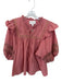 Cleobella Size M Mauve Cotton 3/4 Balloon Sleeve Lace Detail Pleat Detail Top Mauve / M