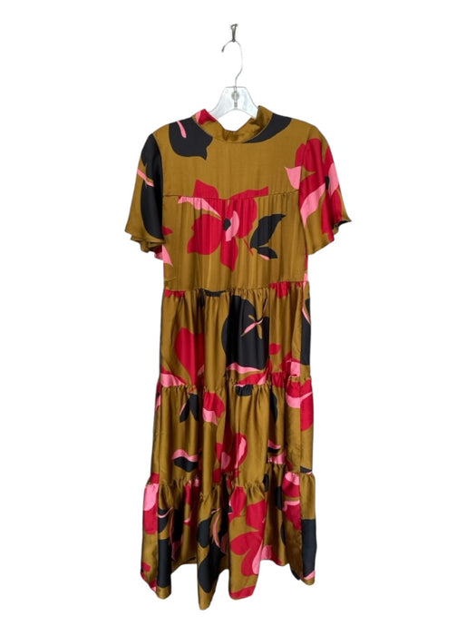 Corey lynn calter Size S Red, Tan & Black Polyester Abstract Organic Dress Red, Tan & Black / S