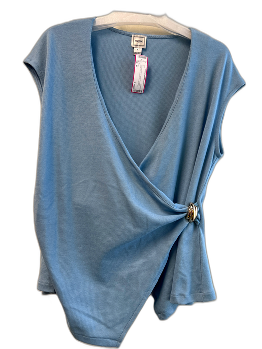 Maeve Size XL Blue Polyester V Neck Sleeveless Wrap Gold Hardware Top Blue / XL