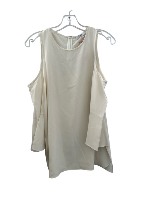 Tibi Size 2 Off White Silk Back Zip Cold Shoulder 3/4 Sleeve Top Off White / 2