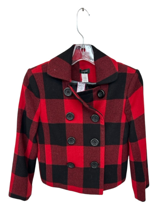 J. Crew Size 0 Red & Black Wool Buttons Buffalo Check Cropped Jacket Red & Black / 0