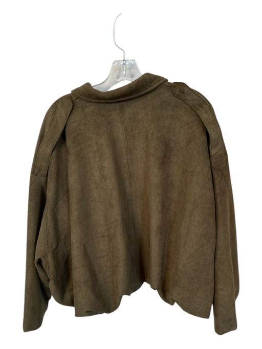 Easy Clothes Size S/M Olive Green Vegan Suede Long Sleeve Full ZIp Jacket Olive Green / S/M