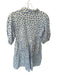 Karlie Size S White & Blue Cotton 3/4 Balloon Sleeve Flowers Collar Dress White & Blue / S