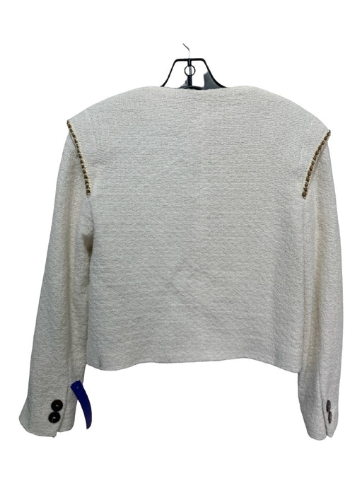 Zara Size XS Cream Polyester Shoulder Detail tweed Two Button Jacket Cream / XS