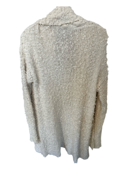 Akemi + Kin Size S Cream Cotton Blend Long Sleeve Fringe Open Front Sweater Cream / S