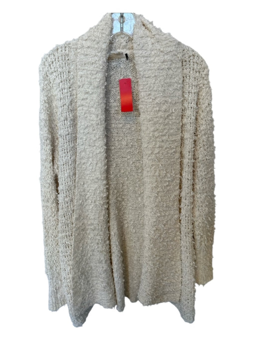 Akemi + Kin Size S Cream Cotton Blend Long Sleeve Fringe Open Front Sweater Cream / S