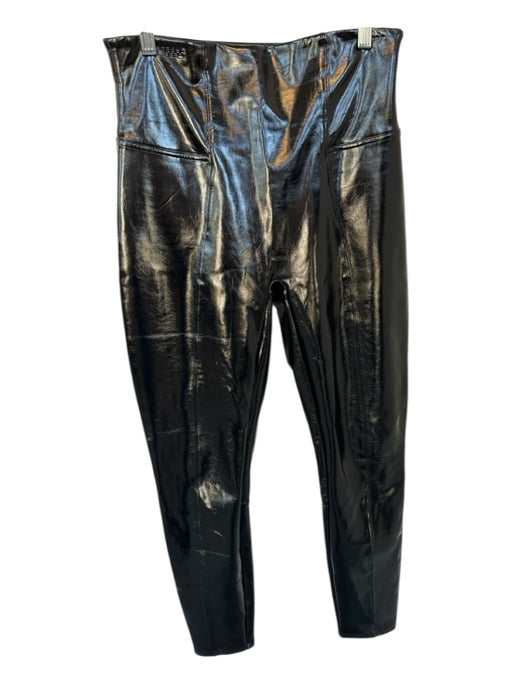 Spanx Size L Black Vegan Leather Patent High Waist Legging Pants Black / L