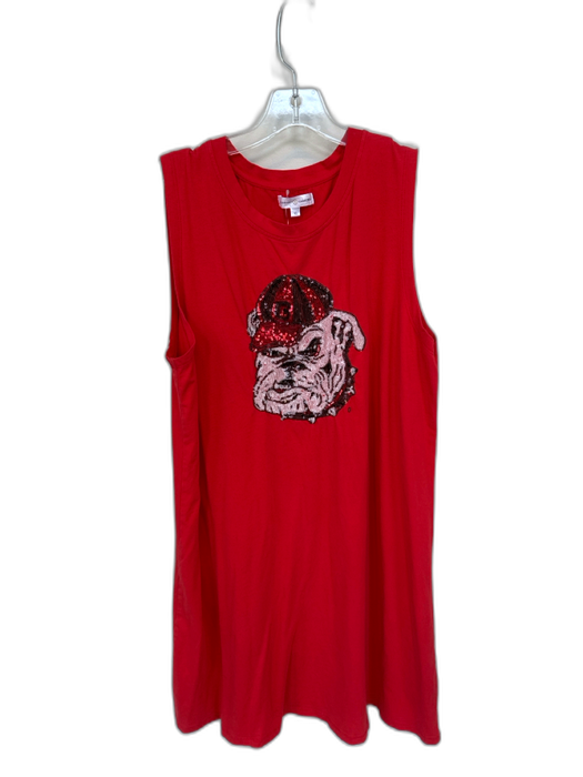 Stewart Simmons Size XL Red & Black Pima Cotton Sleeveless UGA Sequins Dress Red & Black / XL