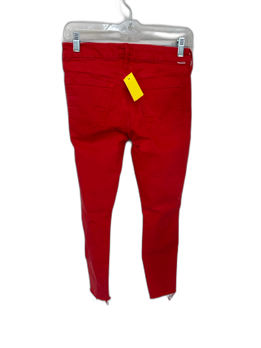 Mother Size 27 Red Cotton Jean Ripped Raw Hem Pants Red / 27