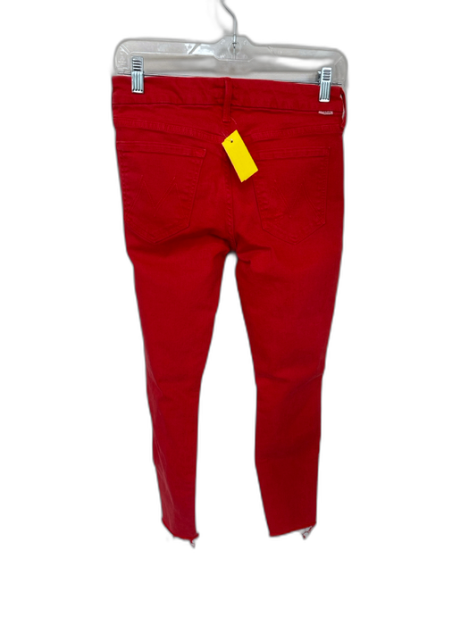 Mother Size 27 Red Cotton Jean Ripped Raw Hem Pants Red / 27