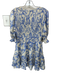 Alden Adair Size M Periwinkle & Cream Polyester Floral V Neck Scrunched Dress Periwinkle & Cream / M