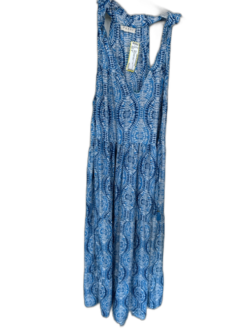 Paani Size S Blue Polyester Neck Tie Halter Abstract Maxi Dress Blue / S