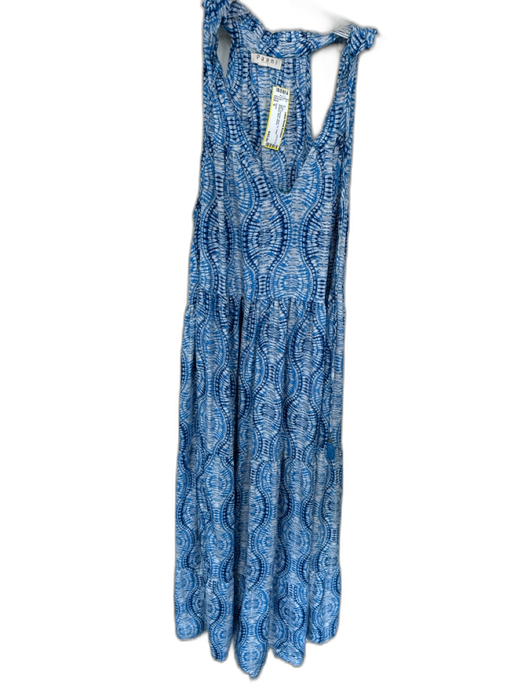 Paani Size S Blue Polyester Neck Tie Halter Abstract Maxi Dress Blue / S