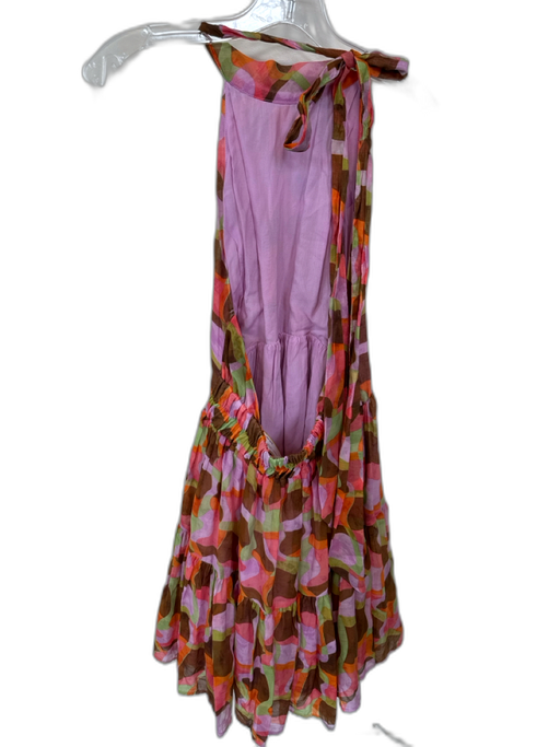 ASTR Size M Multi Cotton Halter Abstract Low Back Mini Dress Multi / M