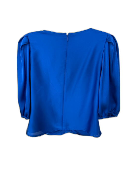Alden Adair Size M Royal Blue Polyester Buttons Bubble Sleeve Ruffle Detail Top Royal Blue / M