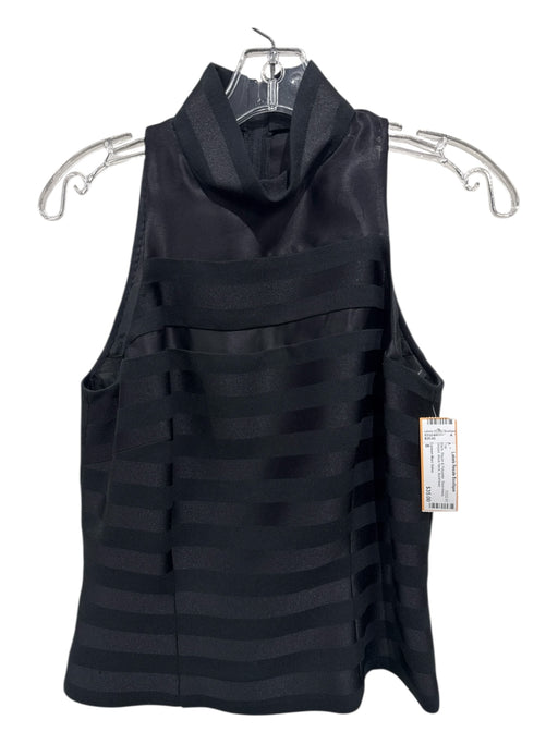 Carmen Marc Valvo Size 8 Black Rayon & Polyester Sleeveless Striped Top Black / 8