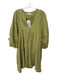 Daughters of India Size XS Green Cotton Tie Neck Deep V 3/4 Puff Sleeve Dress Green / XS