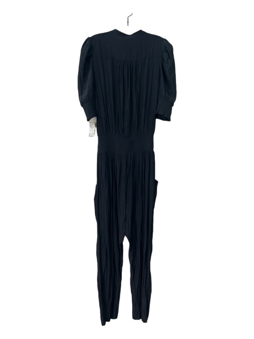 Ramy Brook Size S Black Polyester 1/2 Button 1/2 Puff Sleeve Slim fit Jumpsuit Black / S