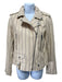 Derek Lam Size 2 Beige & Black Lambskin Moto Vertical Stripes Long Sleeve Jacket Beige & Black / 2