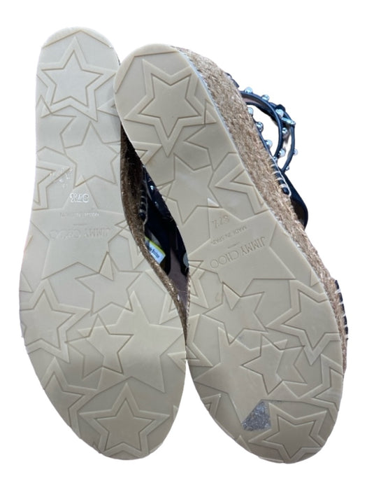 Jimmy Choo Shoe Size 37.5 Black & Tan Suede open toe Strappy Sandals Black & Tan / 37.5