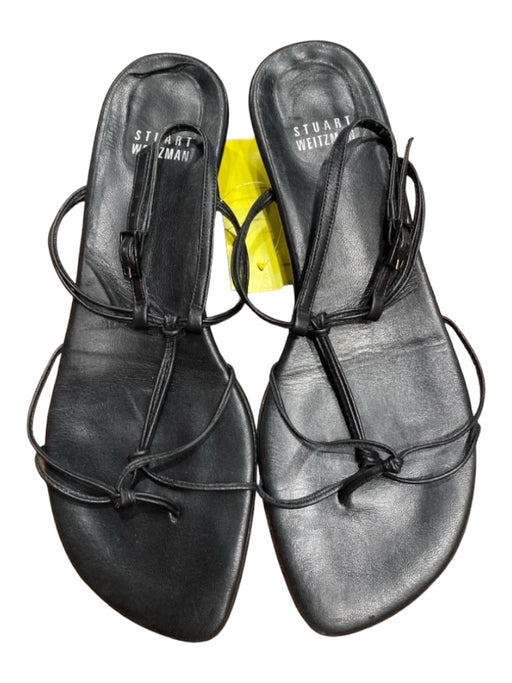 Stuart Weitzman Shoe Size 7.5 Black Leather Kitten Heel Strappy Sandals Black / 7.5